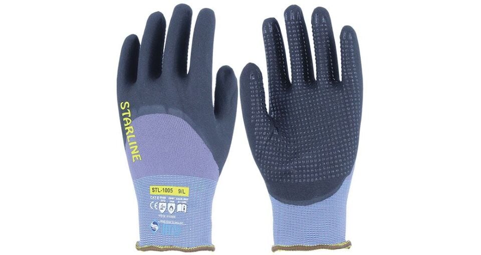 Starline STL-1005 Puan Takviyeli 3/4 Köpük Nitril Eldiven (100°C Isı, 4131A)