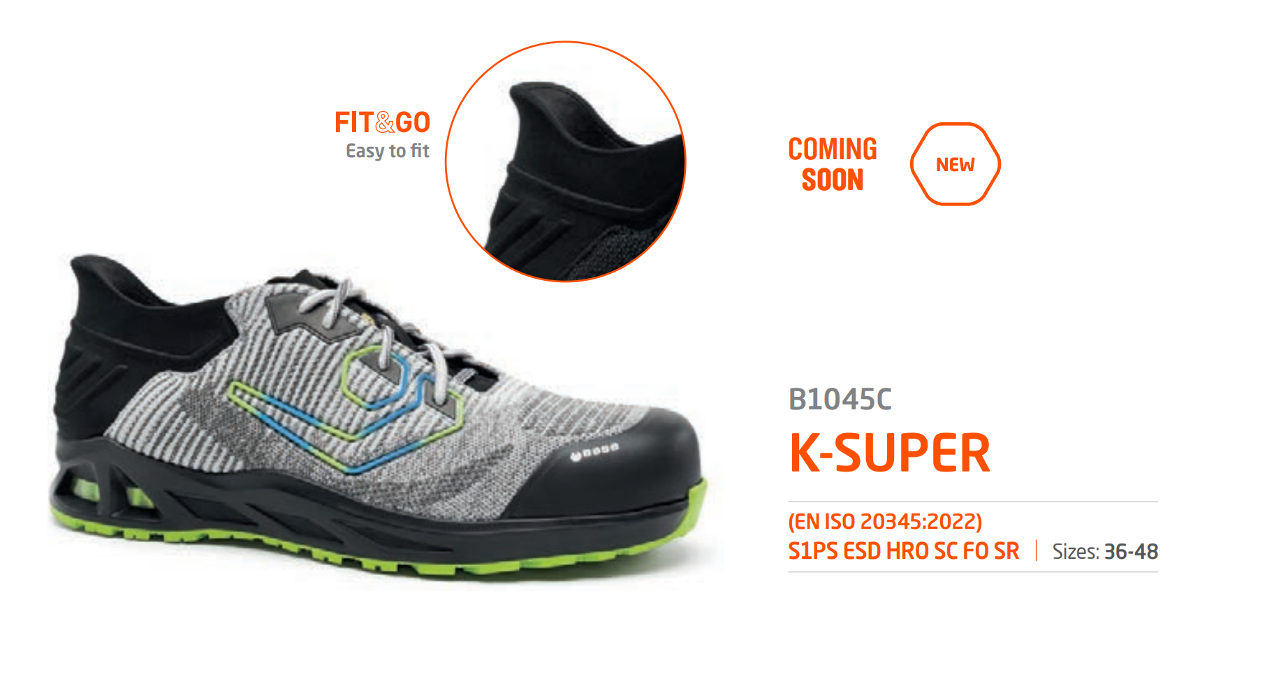 Base K-Super S1PS ESD HRO Alüminyum Burun İş Ayakkabısı (Hafif)