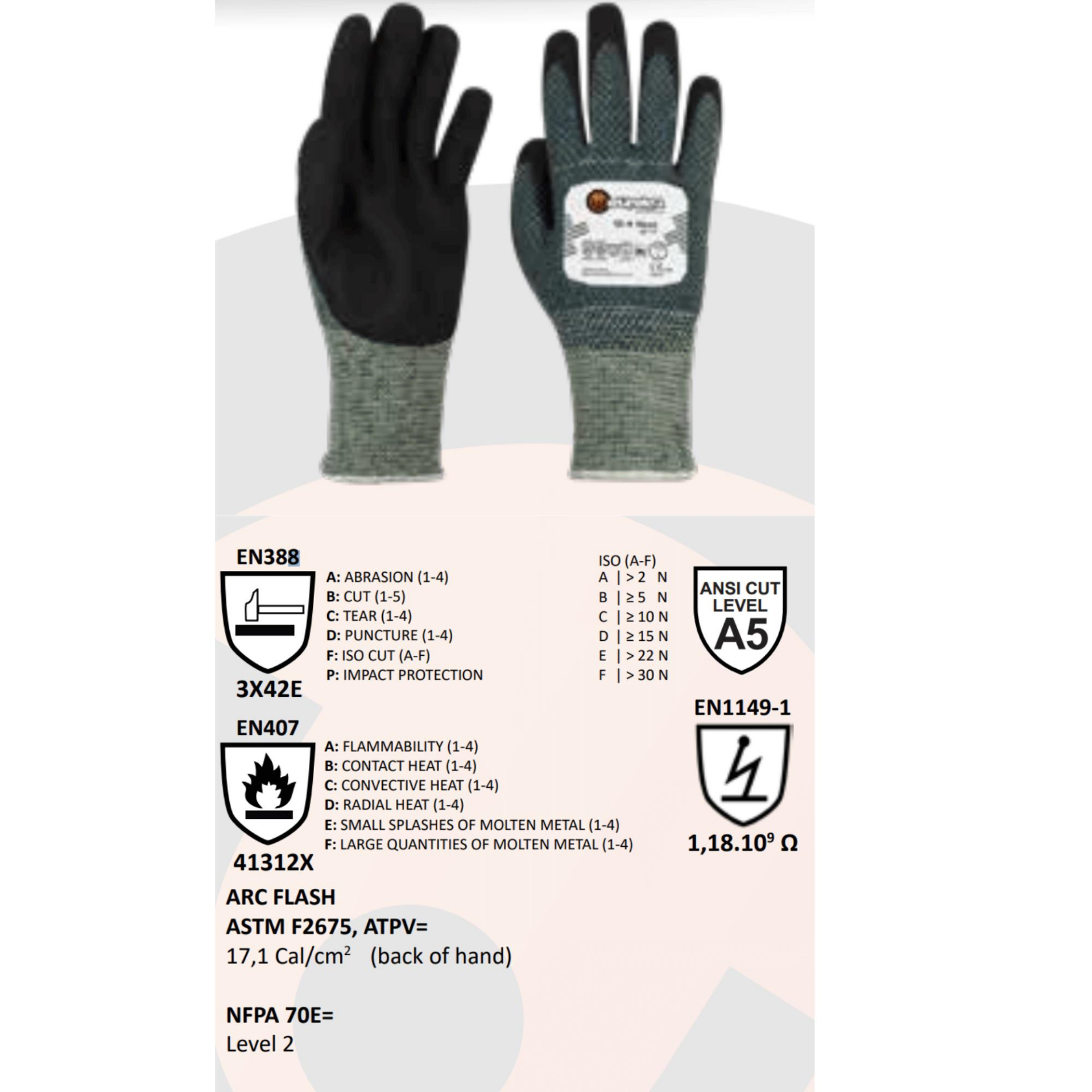 Eureka Elektrik Ark Eldiveni 13 4 Heat FR E Kesilme Dirençli İş Eldiveni