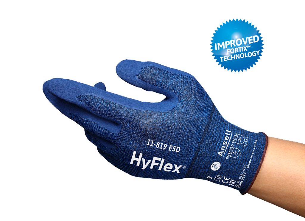 Ansell AN 11-819 Hyflex Fortix Nitril Köpük Kaplama Ultra İnce ESD İş Eldiveni iş güvenliği ekipmanı