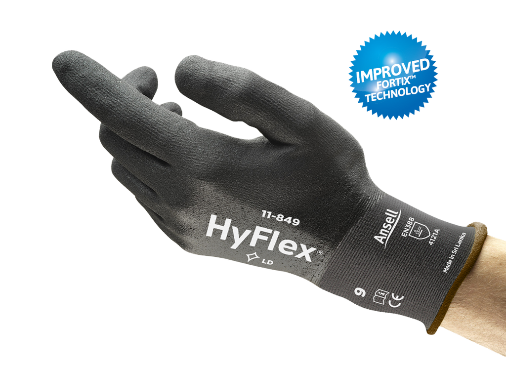 Ansell AN 11-849 Hyflex Fortix İnce Köpük Nitril Kaplama 100 ° Isı Dayanımı EN407 iş güvenliği ekipmanı