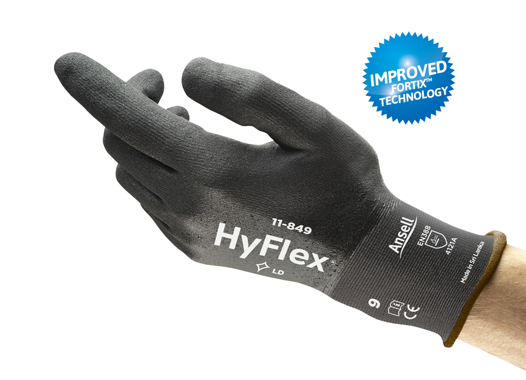 Ansell AN 11-849 Hyflex Fortix İnce Köpük Nitril Kaplama 100 ° Isı Dayanımı EN407 iş güvenliği ekipmanı