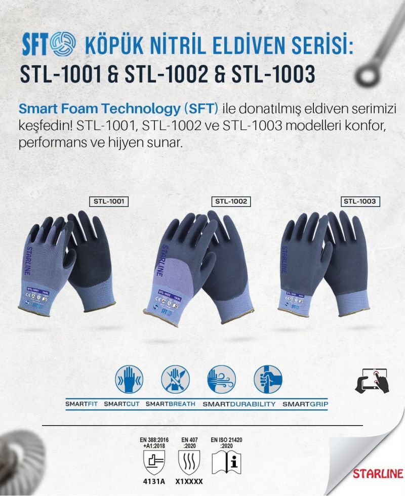 Starline STL-1003 Tam (4/4) Köpük Nitril Eldiven (100°C Isı, 4131A) koruyucu ürün görseli