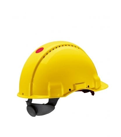 3M G3000NGU Yellow Hard Hat, Uvicator, Ratchet, Vented, Plastic Sweatband