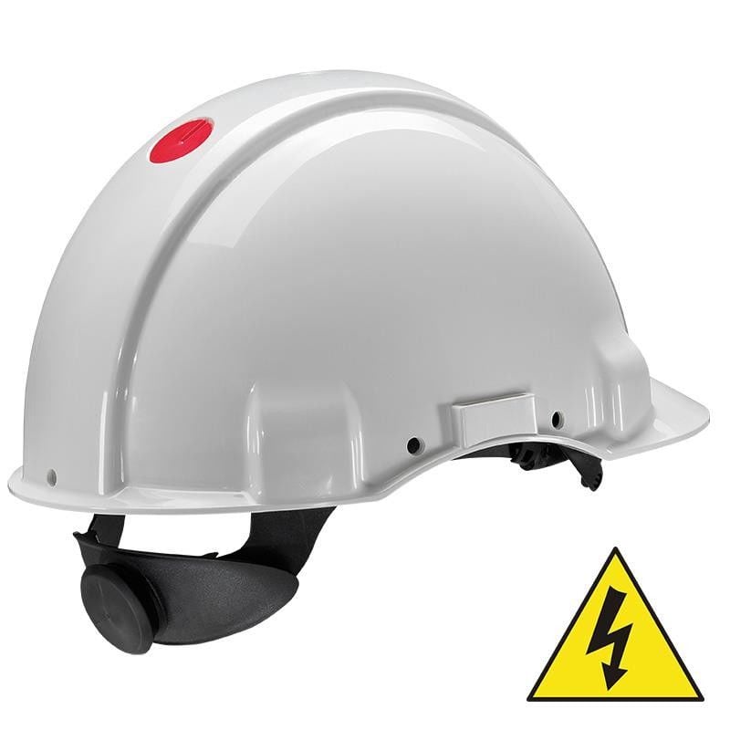 3M G3001 White Electrician's Safety Helmet 440 V G3001NVI Plastic Sweatband Ratchet
