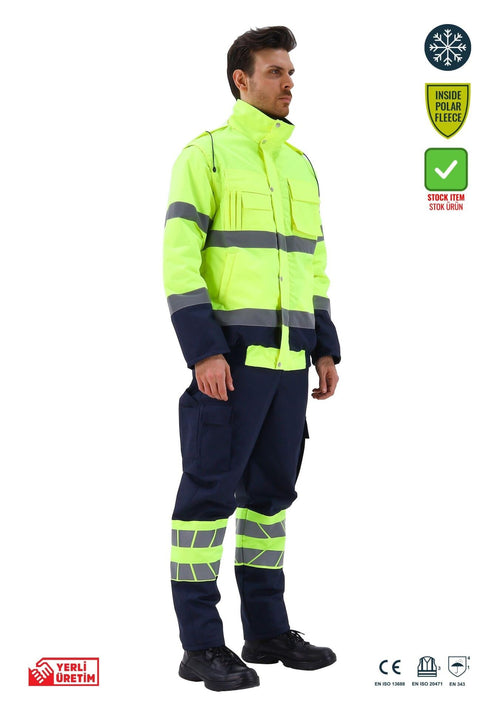 Alaska Hi-Vis 2 in 1 Mont Reflektörlü Polar Astar  300D Oxford PU Kaplı iş güvenliği ekipmanı