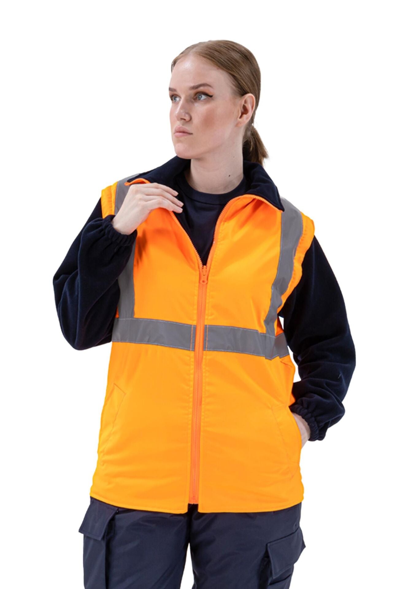 Alaska Hi‐Vis 5 in 1 Parka Reflektörlü İş Kabanı 300D Oxford PU Kaplı iş güvenliği ürünü