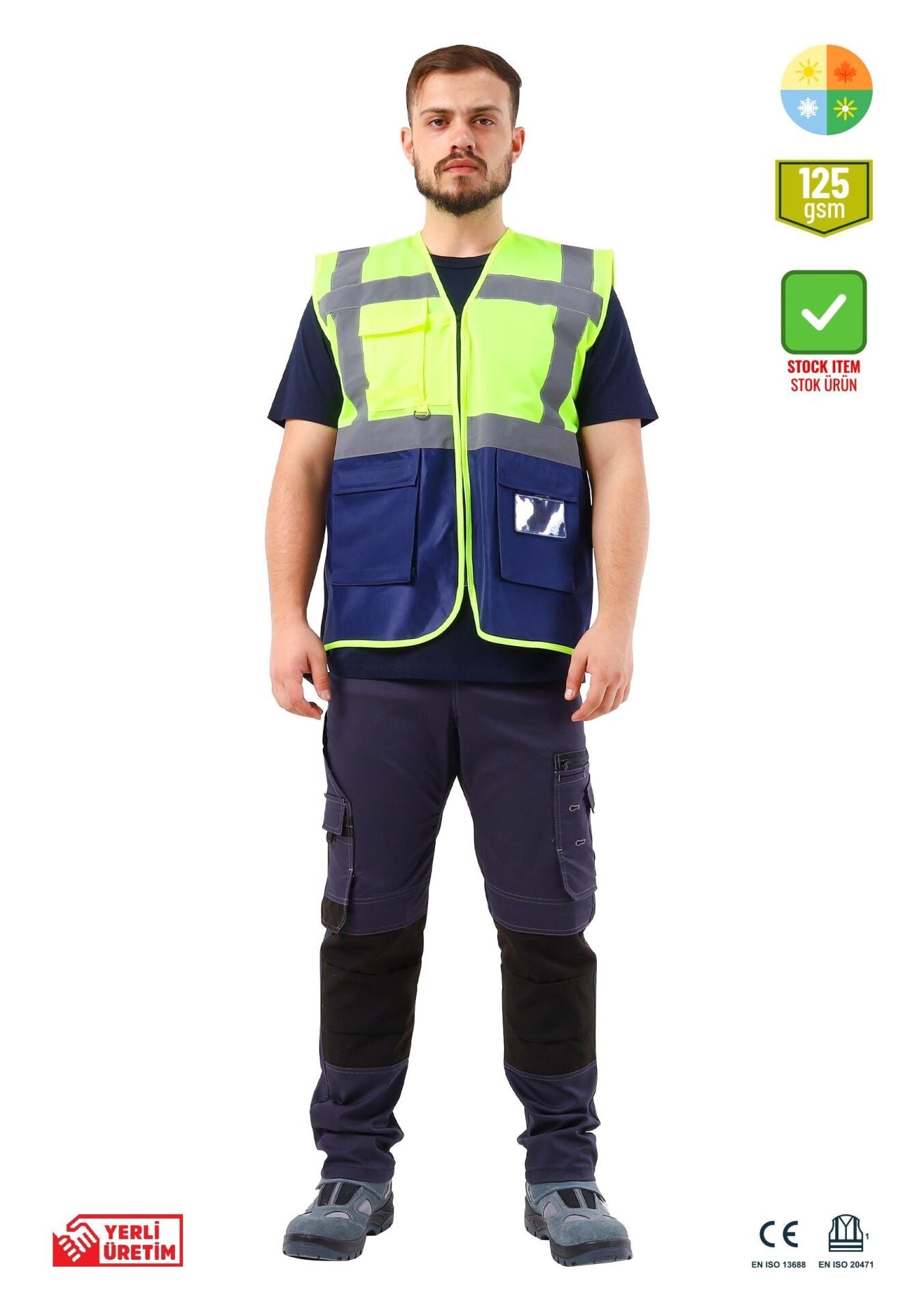 Alaska Hi-Vis Reflektörlü Mühendis Yelek 125 Gr iş güvenliği ekipmanı