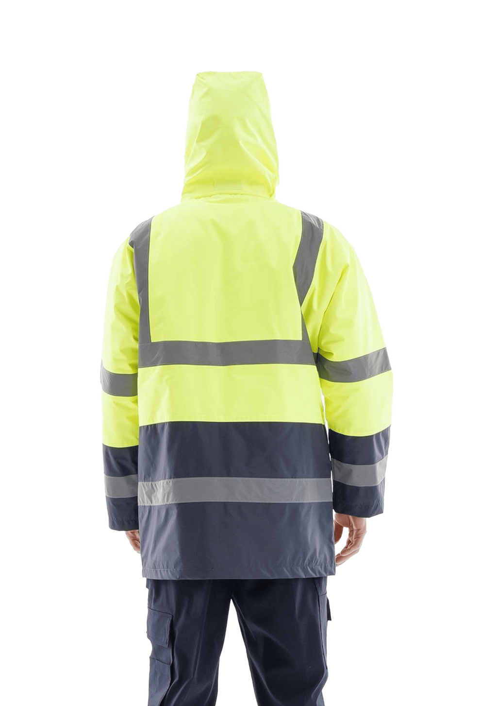 Alaska Hi‐Vis Parka Reflektörlü Kapitoneli Kaban 300D Oxford PU Kaplı iş güvenliği ekipmanı