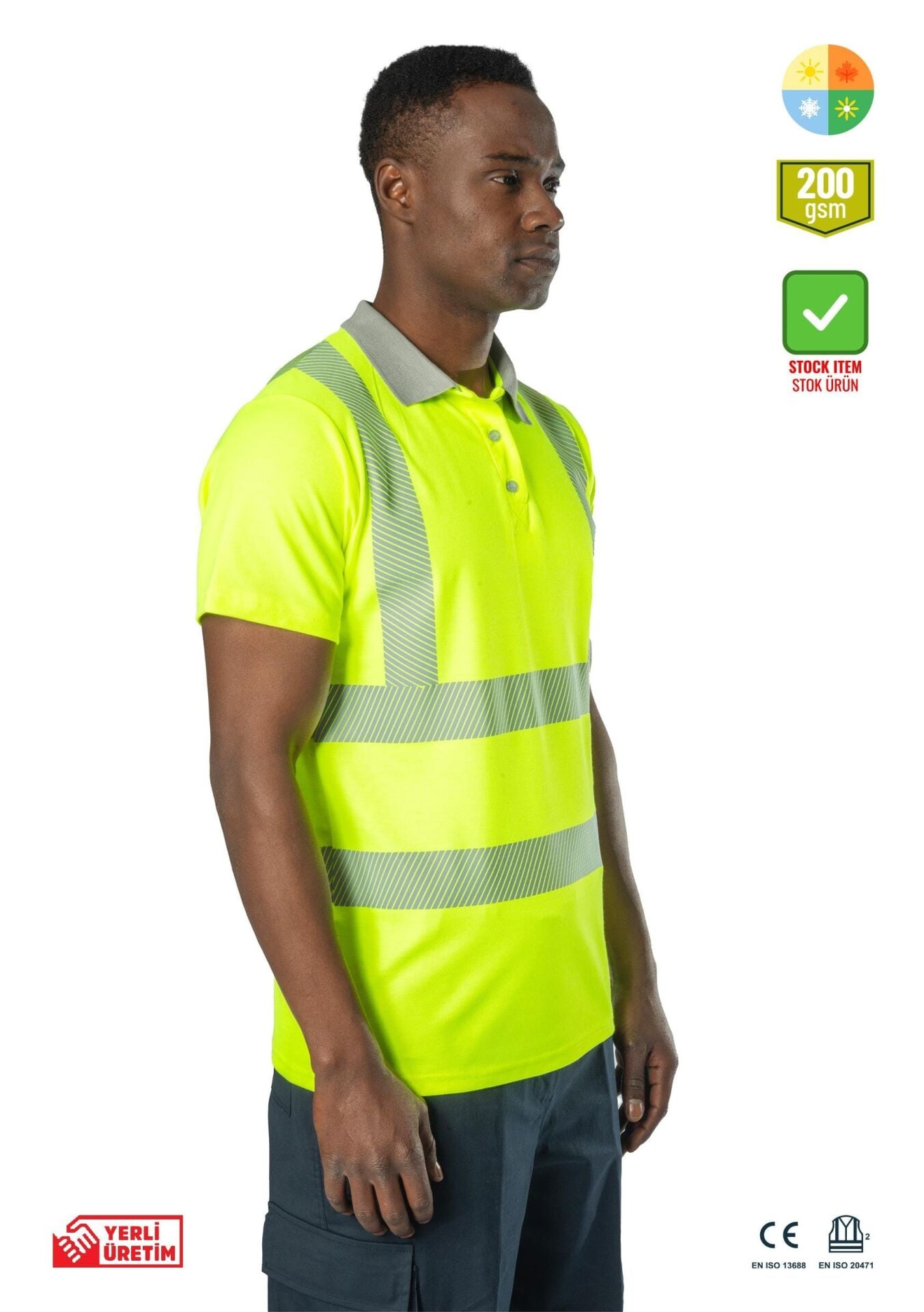 Alaska Hi-Vis Polo T-Shirt Neon Sarı Reflektörlü iş güvenliği ekipmanı