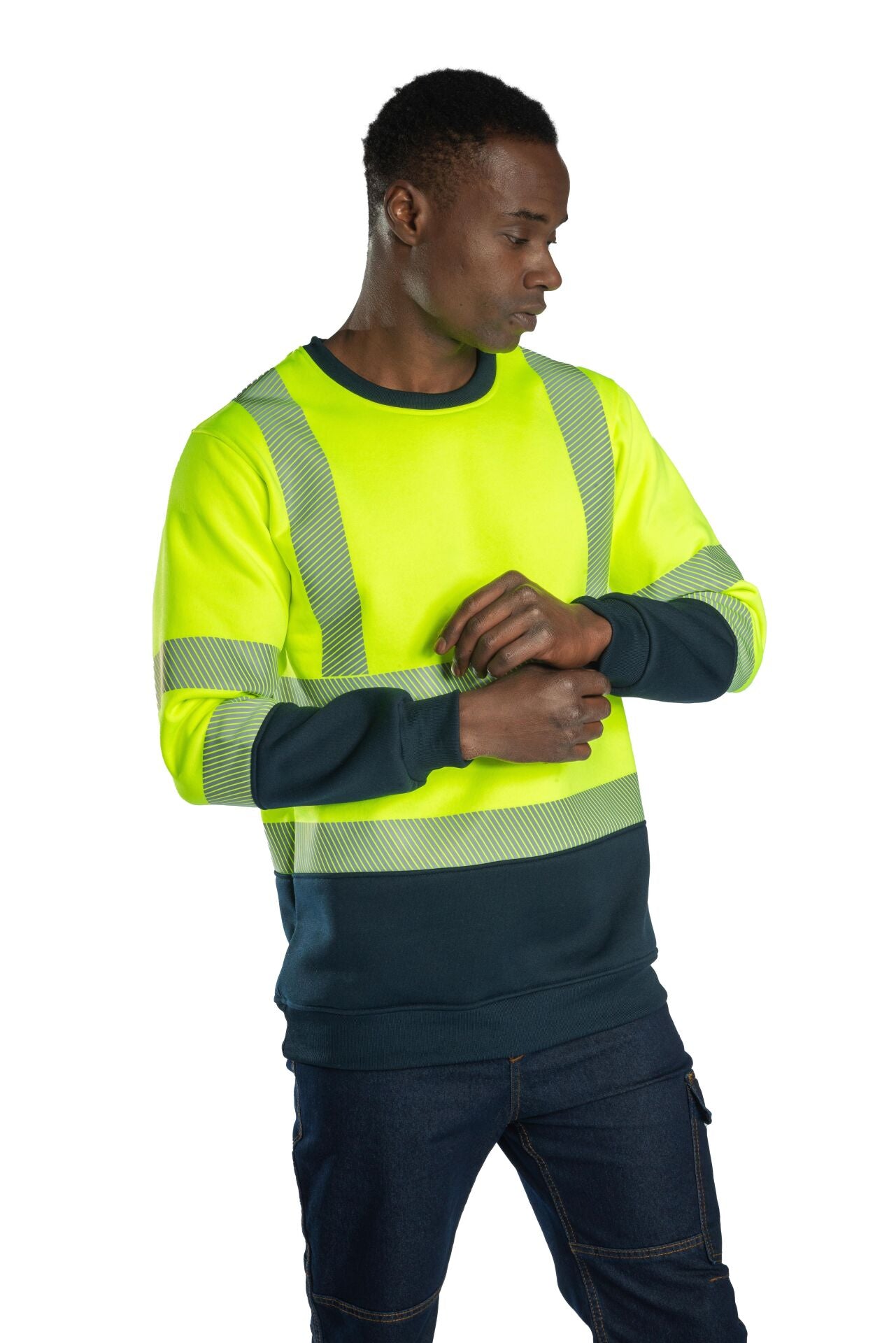 Alaska Hi-Vis Bisiklet Yaka Sweatshirt İçi Polarlı Reflektörlü iş güvenliği ürünü