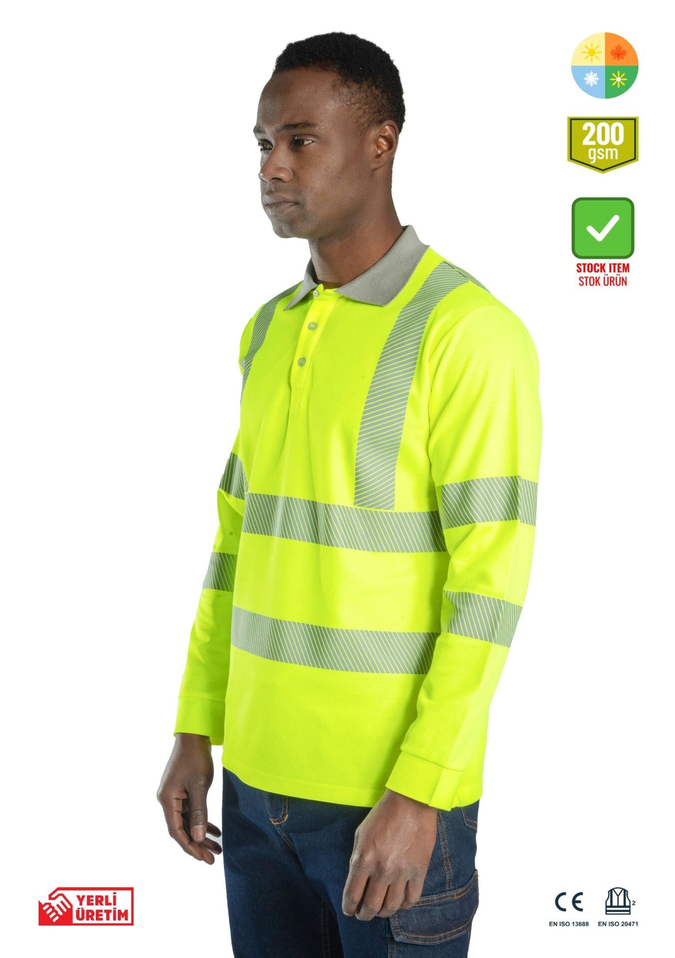 Alaska Hi-Vis Uzun Kollu Polo Reflektörlü Sweatshirt iş güvenliği ekipmanı