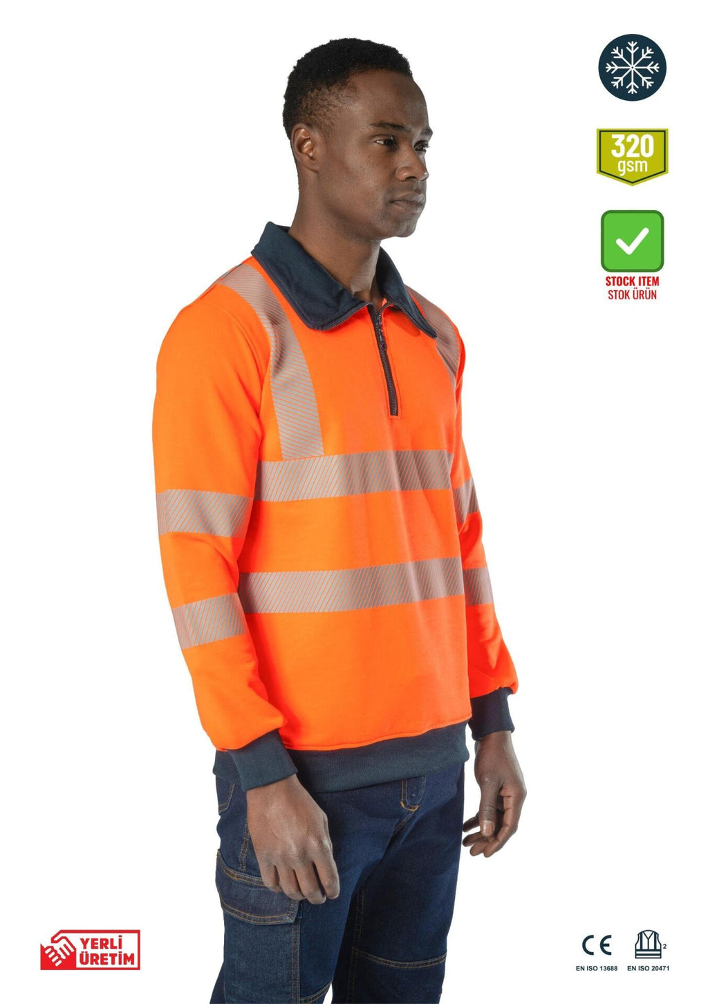 Alaska Hi-Vis Yarım Fermuarlı Polo Yaka Sweatshirt Reflektörlü koruyucu ürün görseli