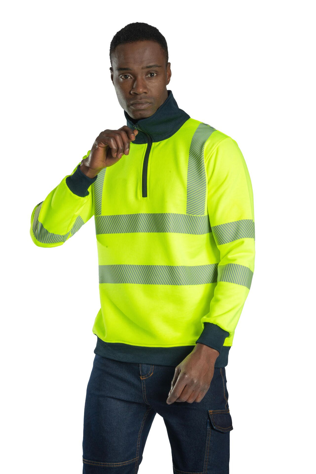 Alaska Hi-Vis Yarım Fermuarlı Polo Yaka Sweatshirt Reflektörlü iş güvenliği ekipmanı
