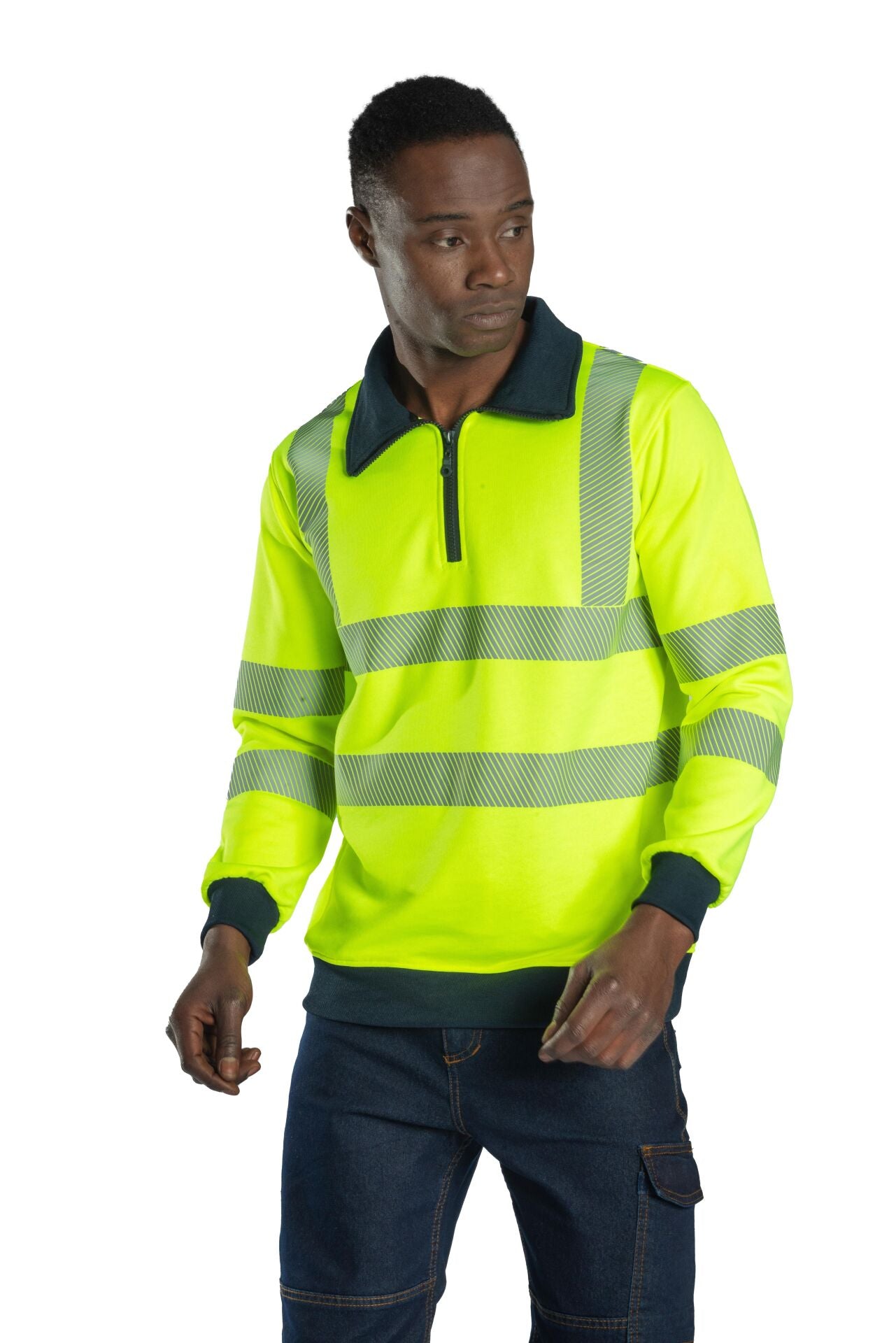 Alaska Hi-Vis Yarım Fermuarlı Polo Yaka Sweatshirt Reflektörlü iş güvenliği ürünü