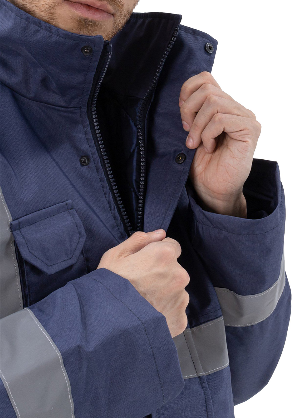Alaska Parka Lacivert Reflektörlü 300D Oxford PU Kaplı koruyucu ürün görseli