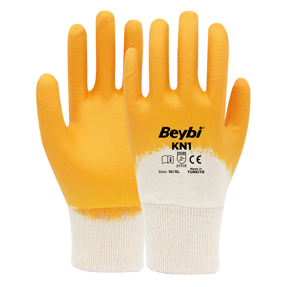 Beybi Kn1 Pamuk Sarı Nitril İş Eldiveni