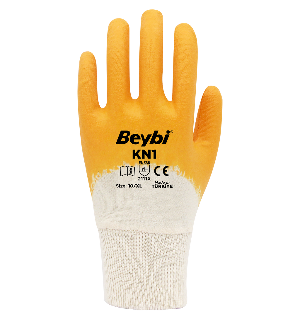 Beybi Kn1 Pamuk Sarı Nitril İş Eldiveni