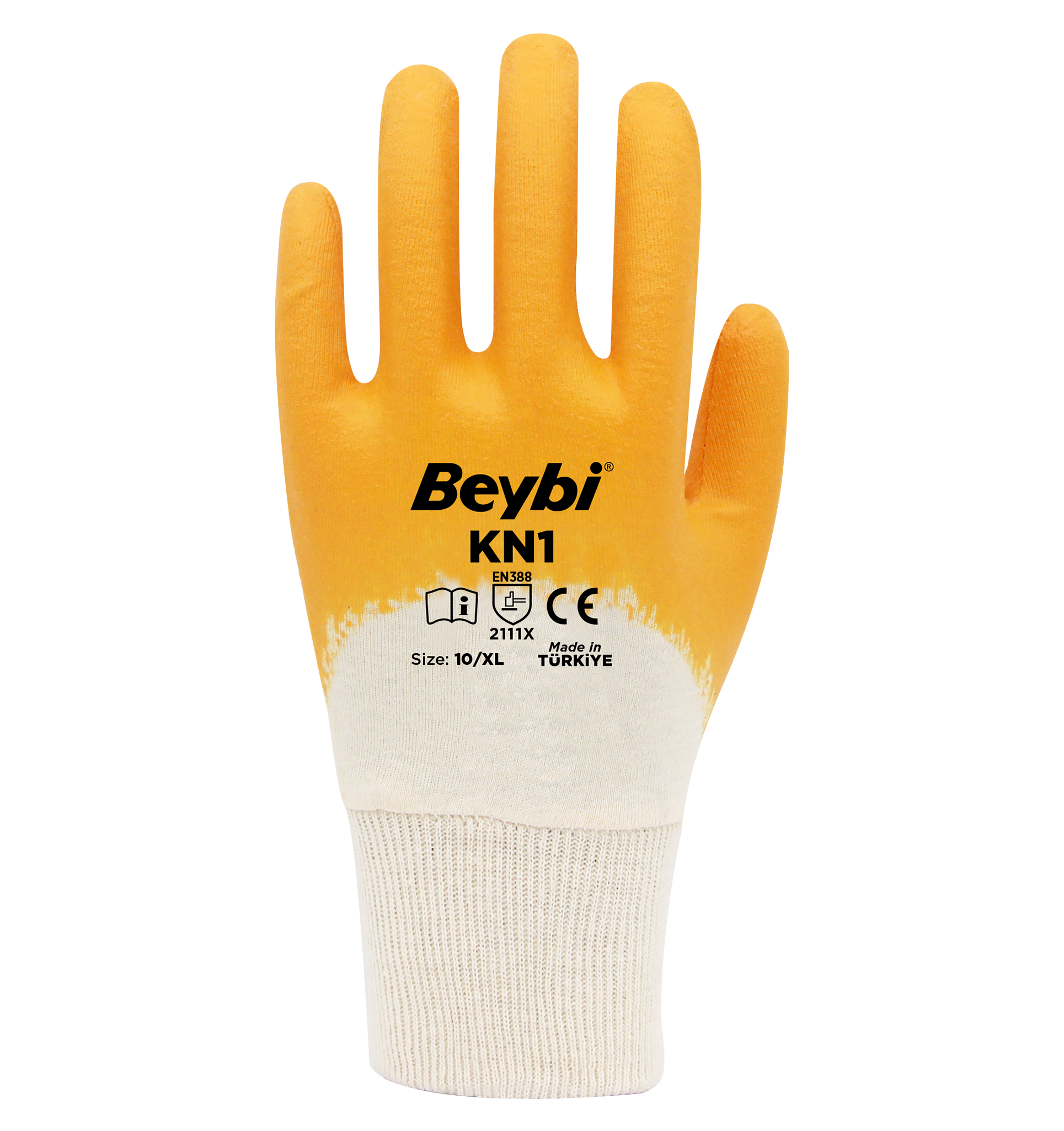 Beybi Kn1 Pamuk Sarı Nitril İş Eldiveni