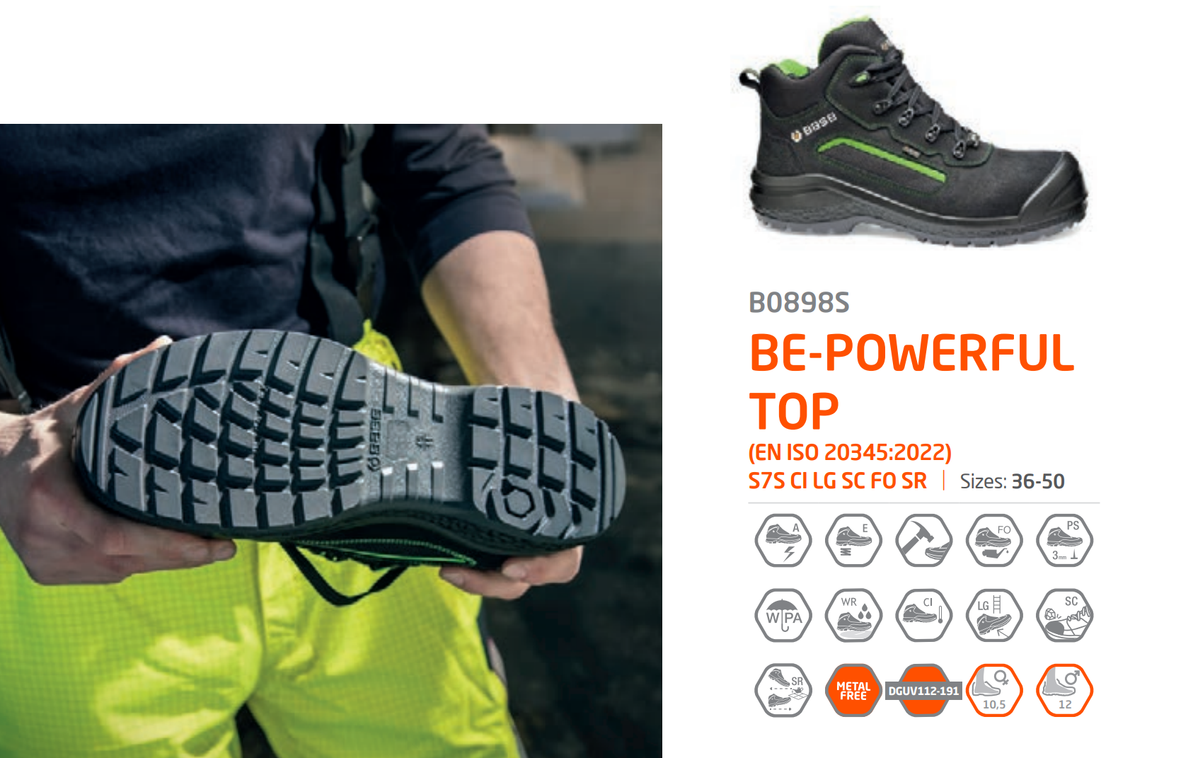 BASE B0898 BE Powerful Top S3 WR CI SRC İş Botu koruyucu ürün görseli