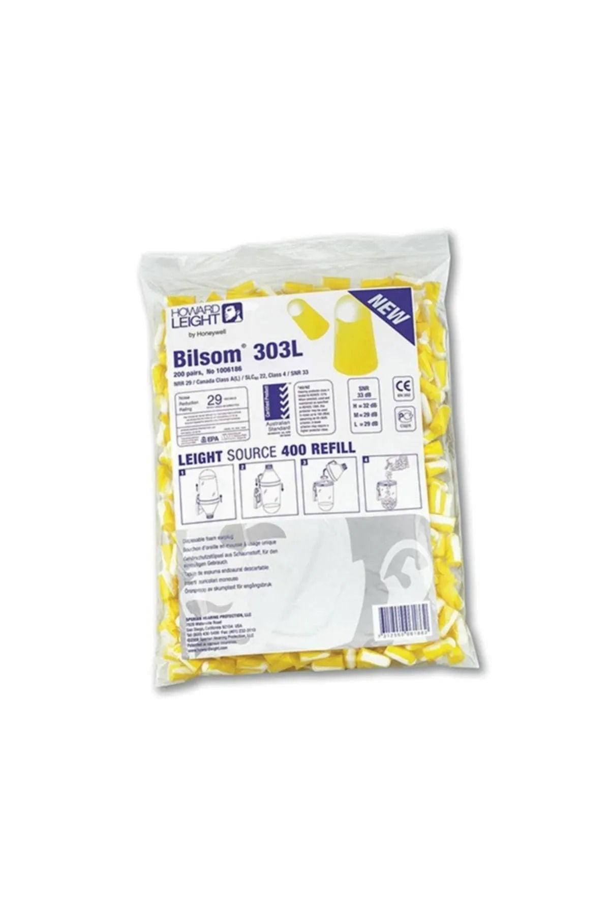 Honeywell Bilsom 303L, Doldurma Torbası, SNR:33 dB ( 1 Torba = 200 Çift ) iş güvenliği ekipmanı