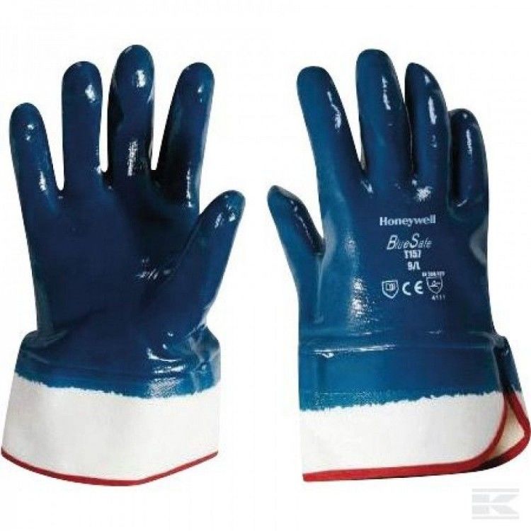 Honeywell BluSafe T157, Mavi Nitril Kaplama, Emniyet Konçlu iş güvenliği ekipmanı