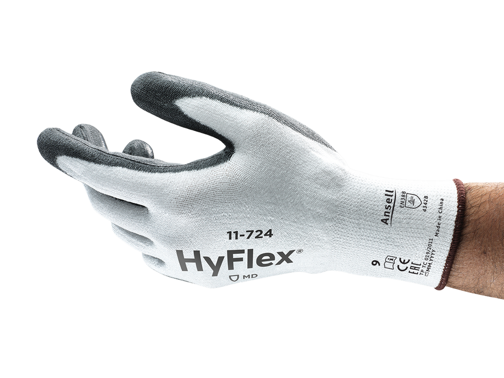 Ansell AN 11-724 Hyflex Poliüretan Kaplama B Kesilme Dirençli İş Eldiveni Gri Siyah iş güvenliği ekipmanı