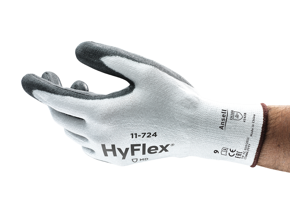Ansell AN 11-724 Hyflex Poliüretan Kaplama B Kesilme Dirençli İş Eldiveni Gri Siyah iş güvenliği ekipmanı