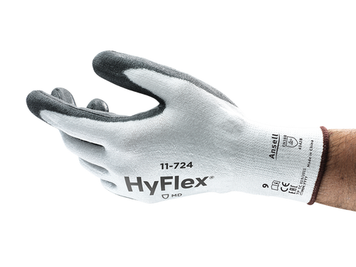 Ansell AN 11-724 Hyflex Poliüretan Kaplama B Kesilme Dirençli İş Eldiveni Gri Siyah
