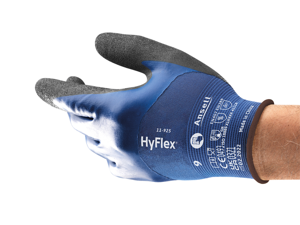Ansell AN 11-925 Hyflex ¾ Nitril Kaplama Yağlı Ortam 100 ° Isı Dayanımlı İş iş güvenliği ekipmanı