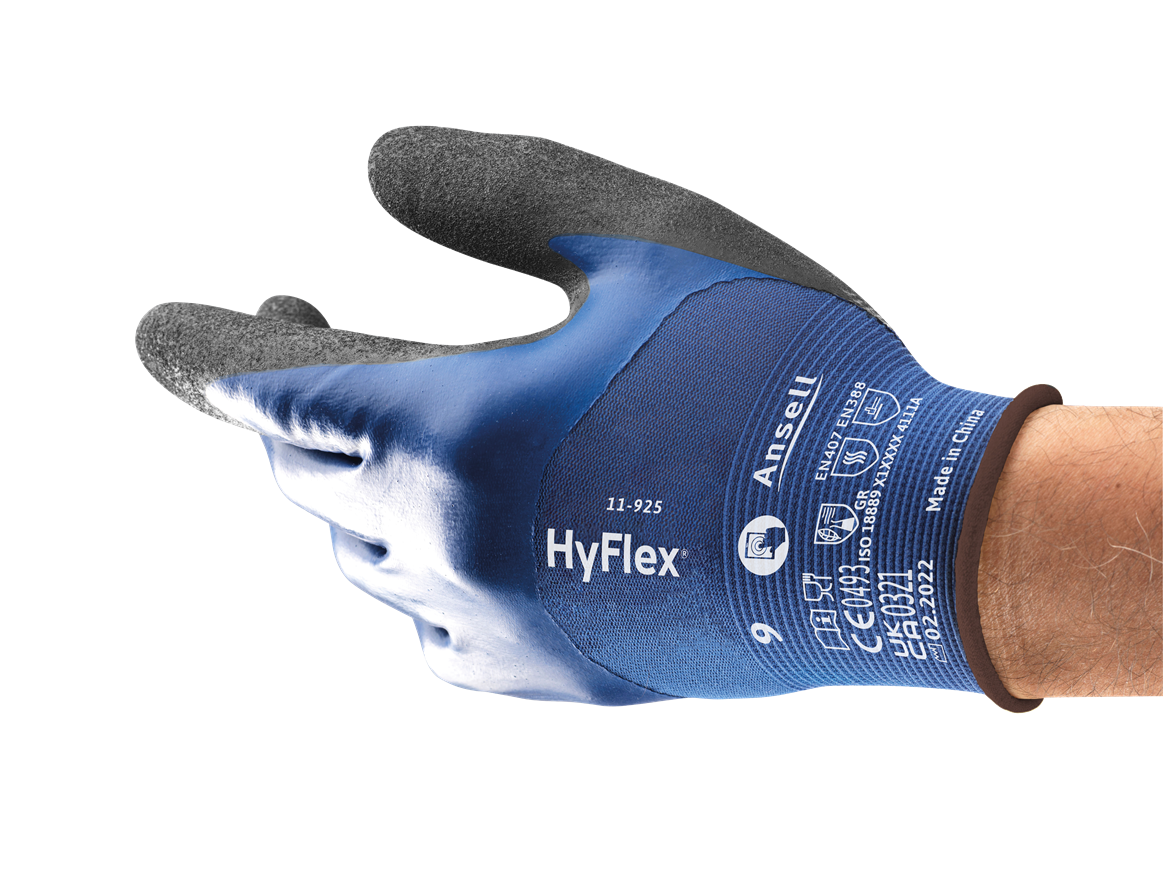 Ansell AN 11-925 Hyflex ¾ Nitril Kaplama Yağlı Ortam 100 ° Isı Dayanımlı İş iş güvenliği ekipmanı