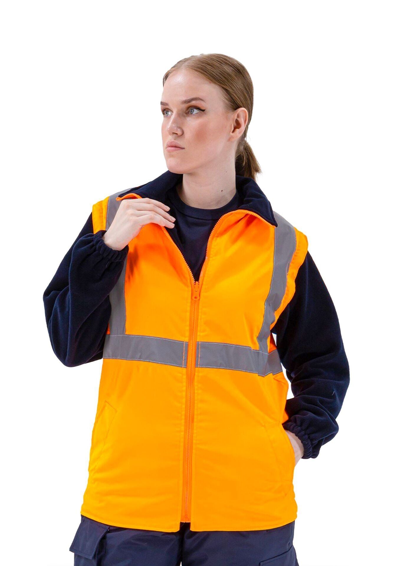 Alaska Hi-Vis 2 in 1 Yelek Neon Sarı Reflektörlü Yelek  300D Oxford PU Kaplı iş güvenliği ekipmanı
