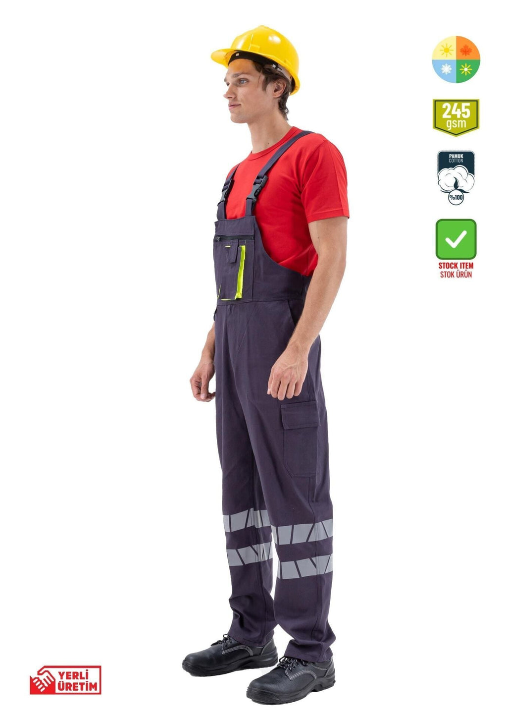Safesawa Bahçıvan Tulum - İş Tulumu Pamuklu Gri 245 gsm iş güvenliği ekipmanı