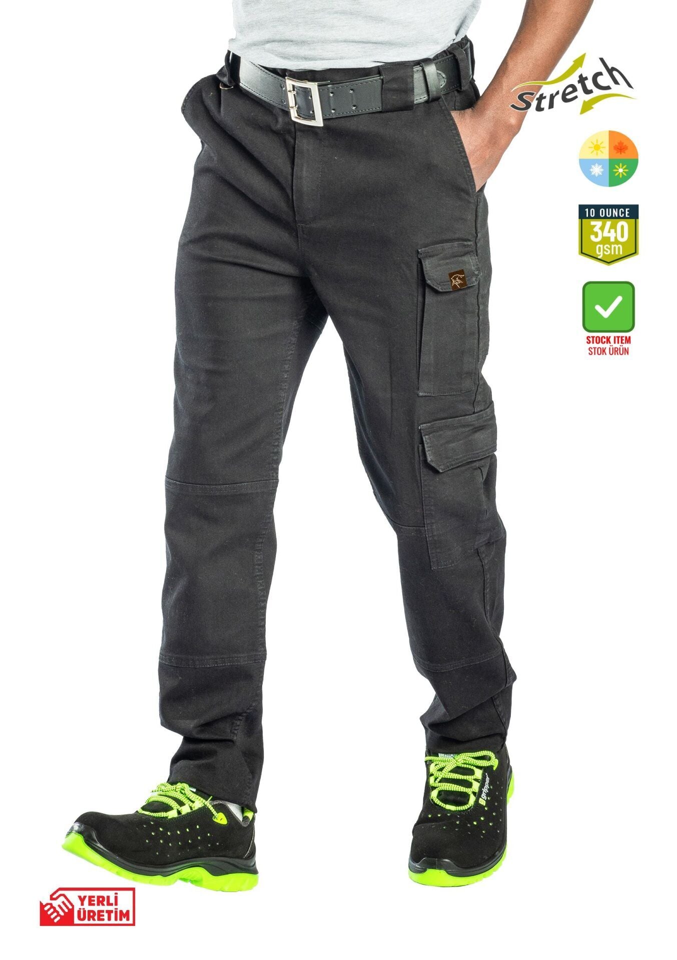 Safesawa Star Kot Pantolon Siyah 340 gsm iş güvenliği ekipmanı