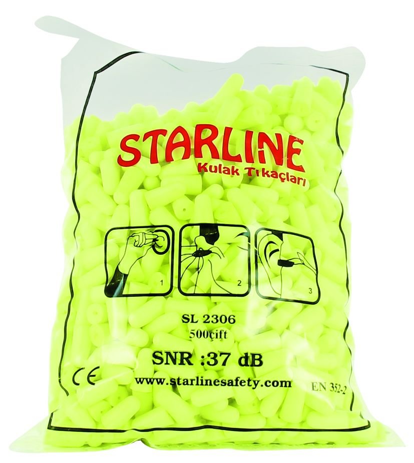 Starline 2306 Dökme Kulak Tıkacı 500 Çift (1000 adet) iş güvenliği ekipmanı