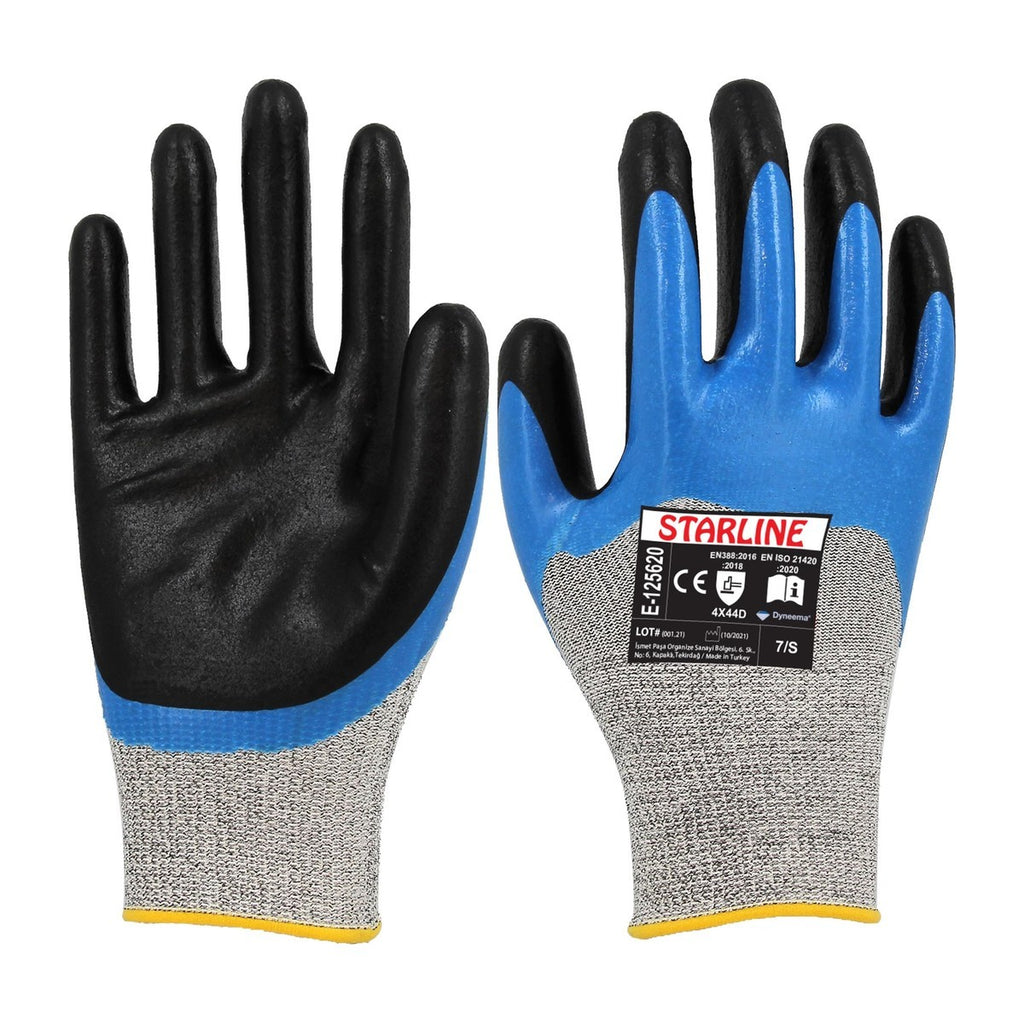 Starline E-125620 Kumlu Nitril Kaplı D Seviye Kesilmeye Dirençli Eldiven