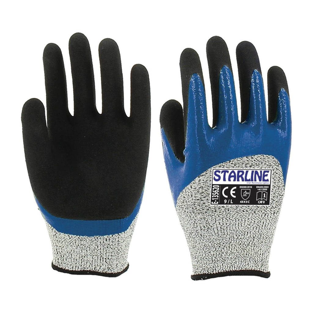 Starline E-135620 Kumlu Nitril Kaplı C Seviye Kesilmeye Dirençli Eldiven