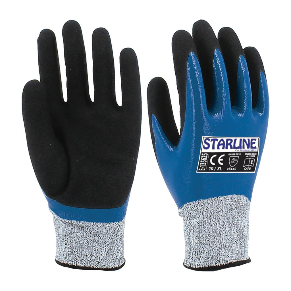 Starline E-135625 Kumlu Nitril Kaplı C Seviye Kesilmeye Dirençli Eldiven