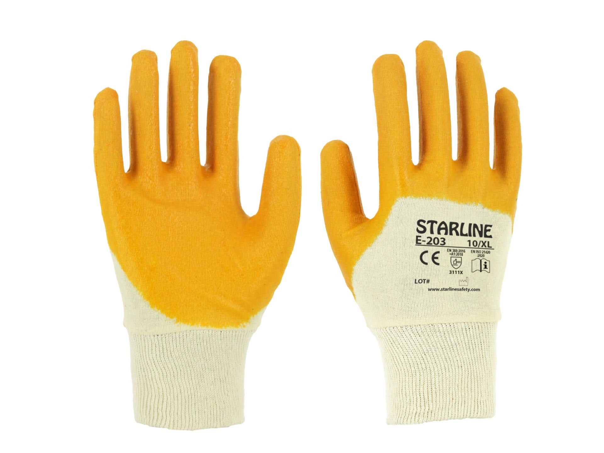 Starline E-203 3/4 Sarı Nitril Kaplı Pamuk İş Eldiveni 2121X iş güvenliği ekipmanı