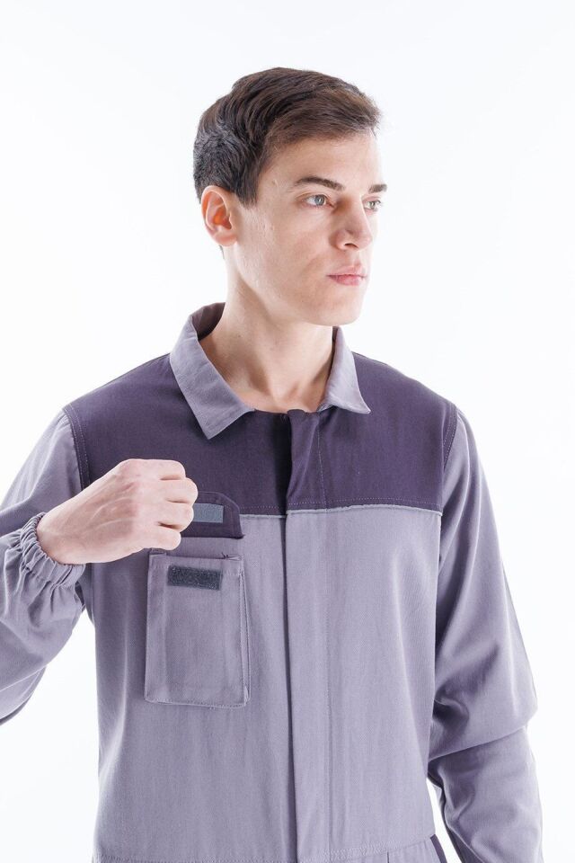 Safesawa Boy Tulum | İşçi Tulumu Pamuklu Gri 245 gsm