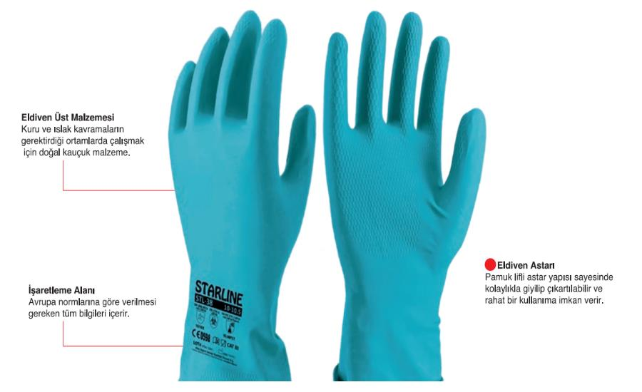Starline STL-38 Yüksek Koruma Kimyasal Eldiven - KLMPST Kalınlık: 0,38mm Uzunluk: 300mm