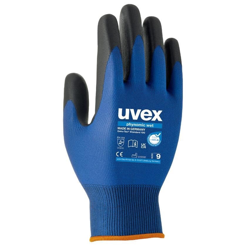 Uvex 60060 Phynomic Wet Montaj Eldiveni Köpük Kaplama + 3D Ergo Mavi- Siyah  İş Eldiveni EN 388:3131X / OEKO-TEX