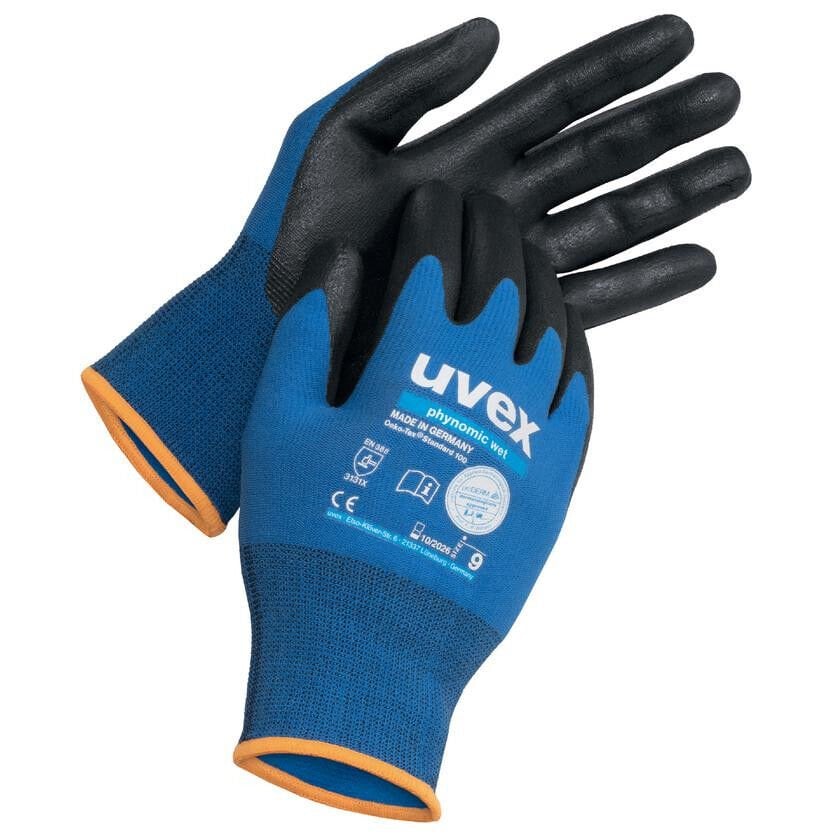 Uvex 60060 Phynomic Wet Montaj Eldiveni Köpük Kaplama + 3D Ergo Mavi- Siyah  İş Eldiveni EN 388:3131X / OEKO-TEX