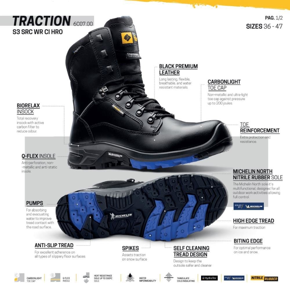 Toworkfor Traction S3 SRC HRO WRU Soles By Michelin Uzun İş Botu 44
