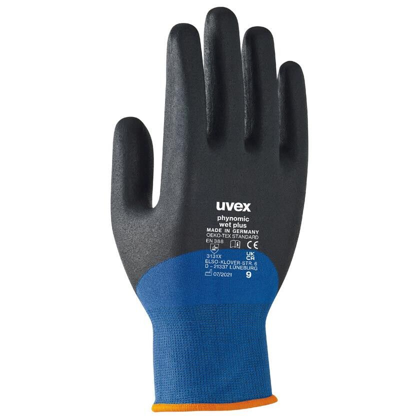 Uvex 60061	Phynomic Wet Plus İş Eldiveni Köpük Kaplama + 3D Ergo Mavi- Siyah  | EN 388:3131X / OEKO-TEX