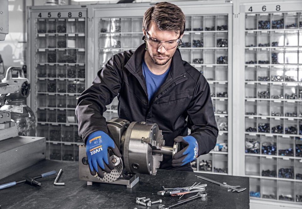 Uvex 60027 Athletic Lite Mikro Köpük NBR | Hafif ve Nefes Alabilen Montaj Eldiveni Mavi - Siyah