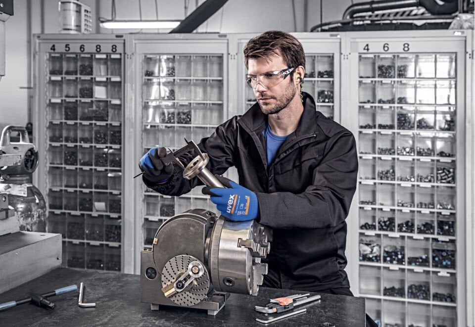 Uvex 60027 Athletic Lite Mikro Köpük NBR | Hafif ve Nefes Alabilen Montaj Eldiveni Mavi - Siyah