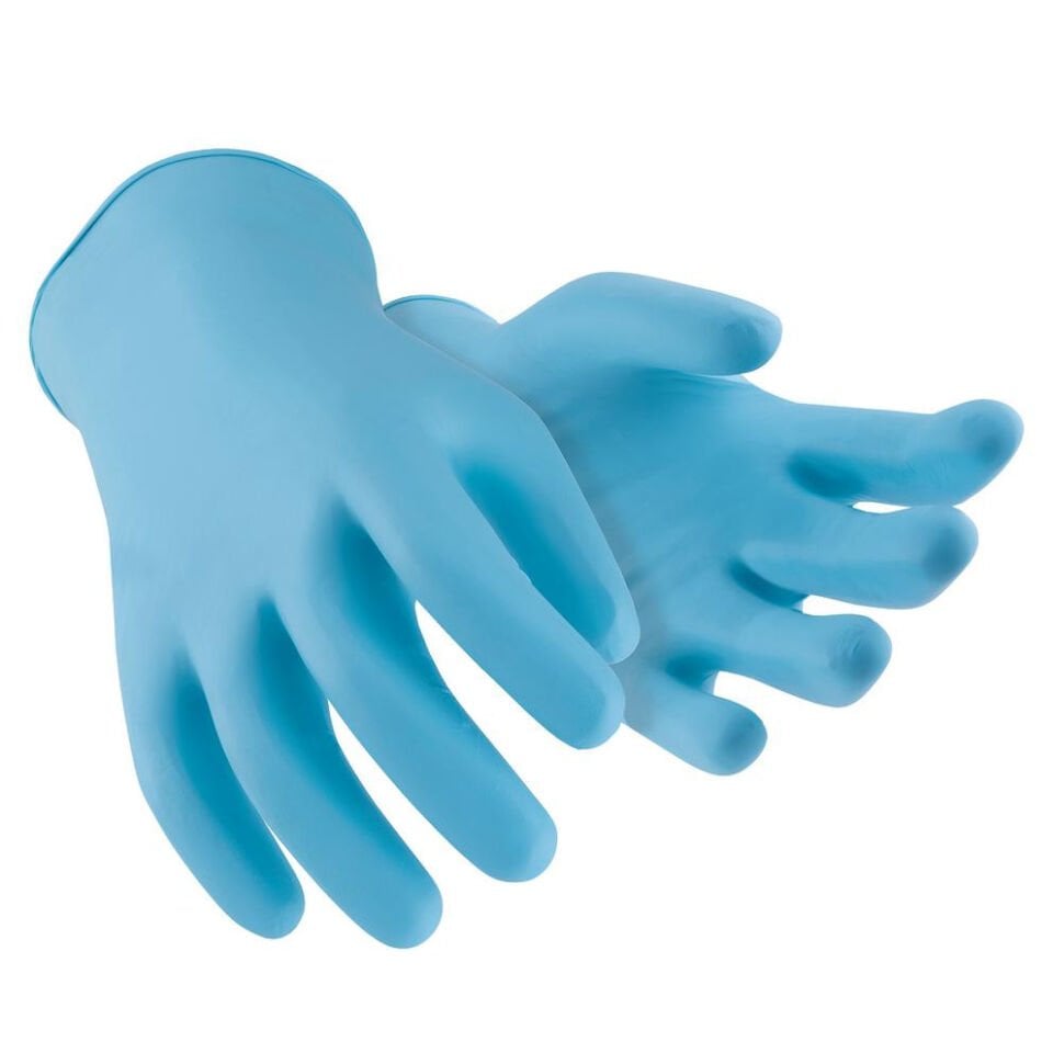 Uvex U-Fit Ft Tek Kullanımlık Eldiven - Kimyasal İş Eldiveni Nitril kauçuk (NBR) + Kalınlık 0.10 mm Uzunluk 24 Mavi * 100 Adet