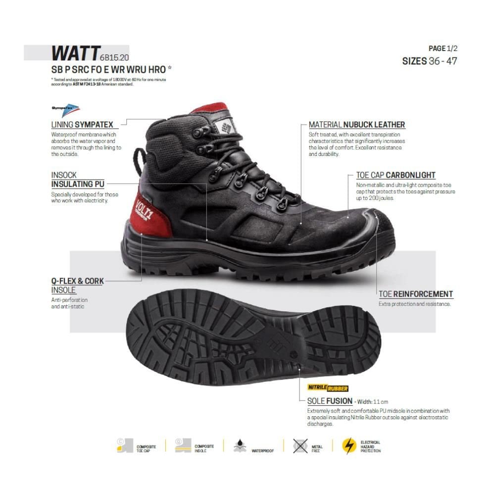 Toworkfor Watt SB P SRC WR WRU HRO Elektrikçi İş Botu 37