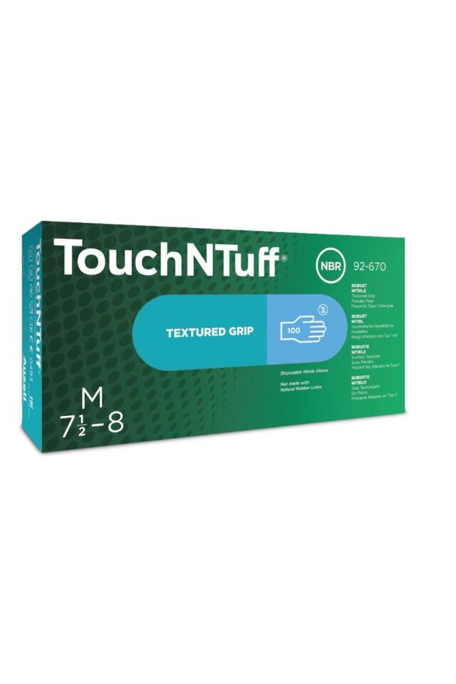 Ansell TouchNTuff® 92-670 Tek Kullanımlık Nitril İş Eldiveni (100 Adet/Kutu)